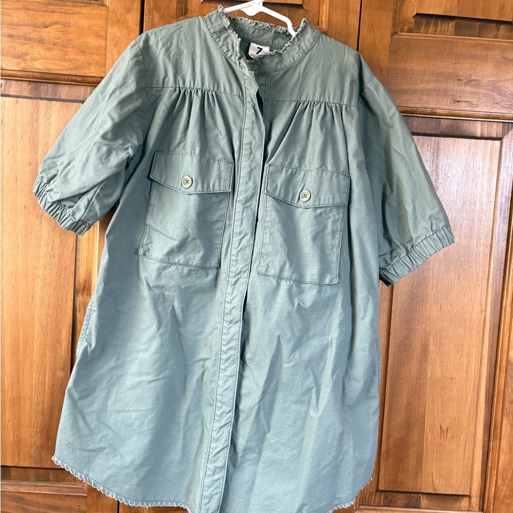 Stem Sage Green Utility - Style Shirt Dress